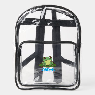 Cute Green Frog Custom Clear Backpack