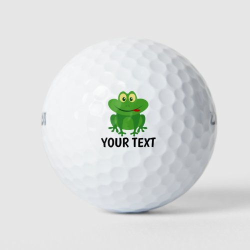Cute green frog custom print golf ball gift set
