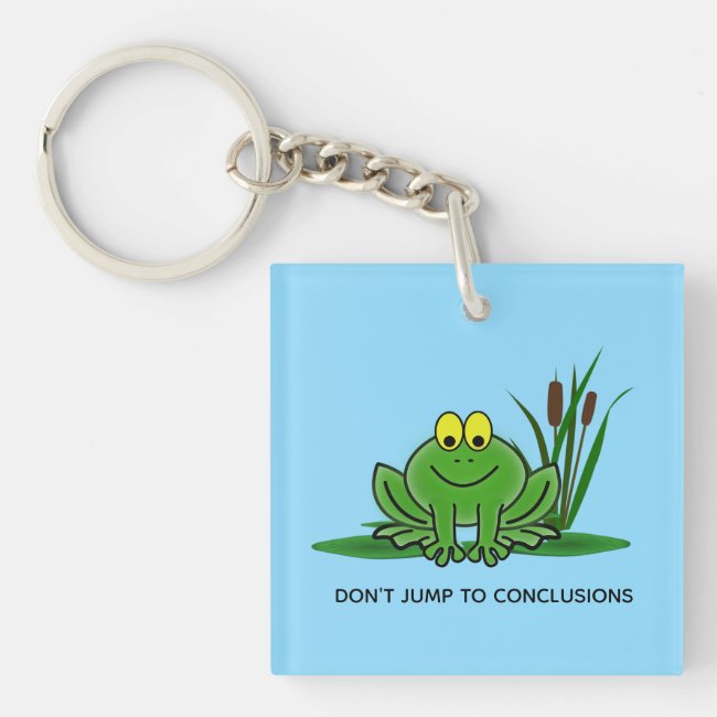 Cute Green Frog Design Acrylic Keychain