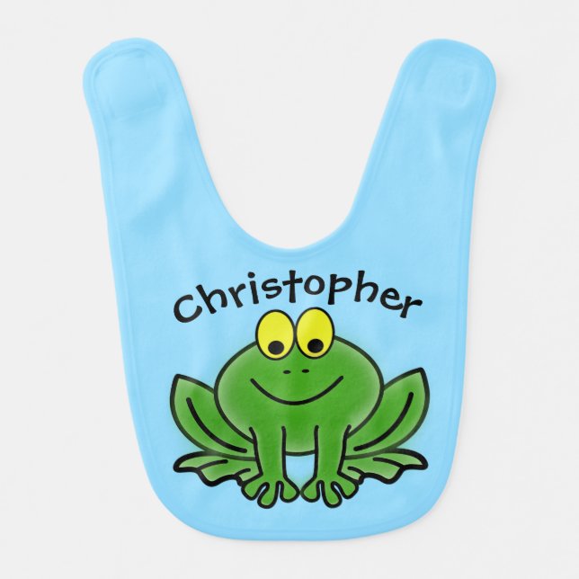 Cute Green Frog Design Baby Bib (Front)