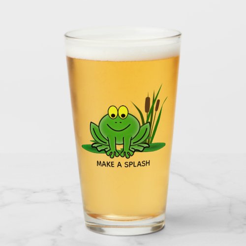 Cute Green Frog Design  Glass Tumbler