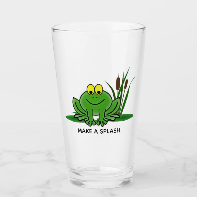 Cute Green Frog Design Glass Tumbler
