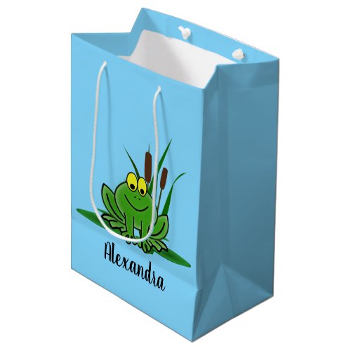Cute Green Frog Design Medium Gift Bag