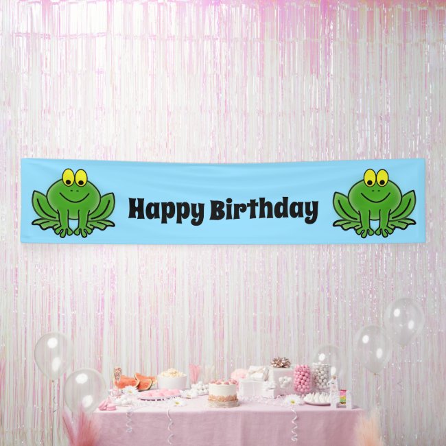 Cute Green Frog Design Party Banner