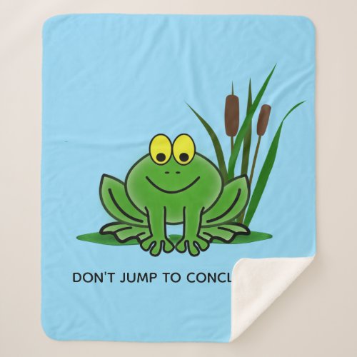 Cute Green Frog Design Sherpa Blanket
