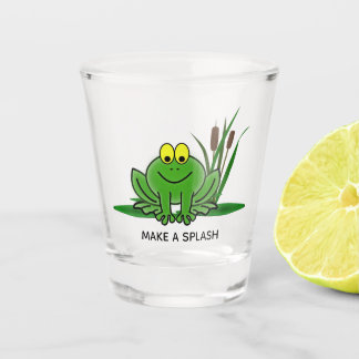 Cute Green Frog Design Shot Glass