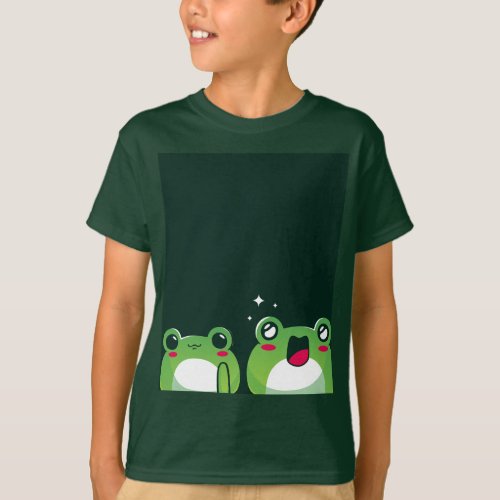 Cute Green Frog design T_Shirt
