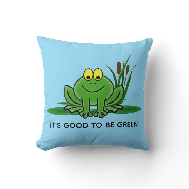 Cute Green Frog Design Throw Pillow