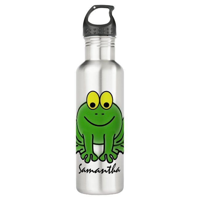 Cute Green Frog Design Water Bottle