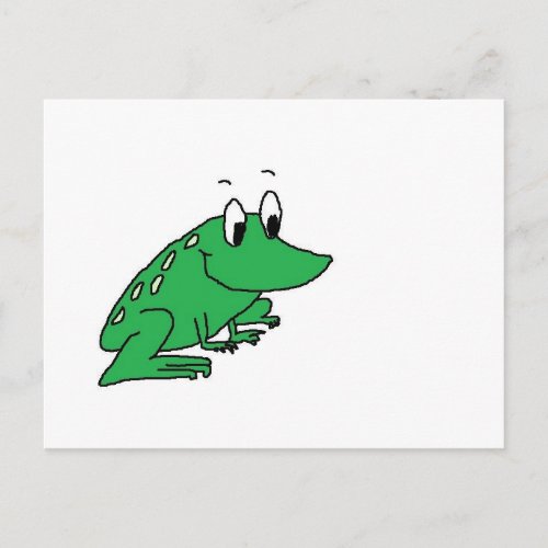 Cute green frog drawing postcard