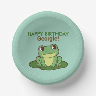 Cute Green Frog Happy Birthday Party Plate  Paper Bowls
