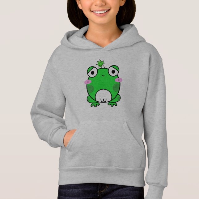 Cute Green Frog Hoodie (Front)