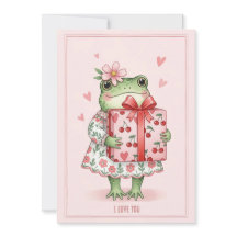 Cute Green Frog In Floral Dress