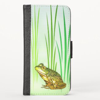 Cute Green Frog iPhone X Wallet Case