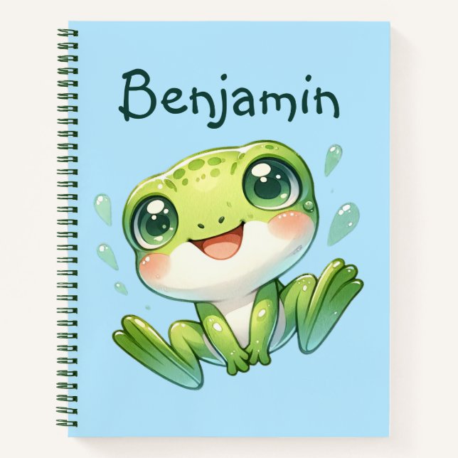 Cute Green Frog Notebook (Front)