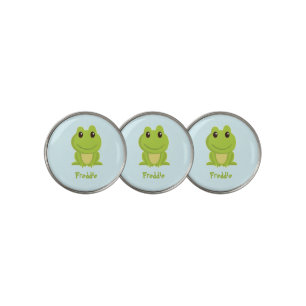 Cute green frog on blue golf ball marker
