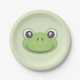 Cute Green Frog Paper Plate