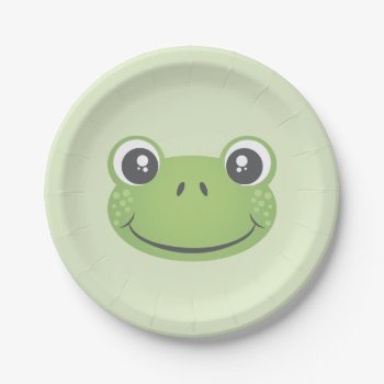 Cute Green Frog | Paper Plate by nyxxie at Zazzle