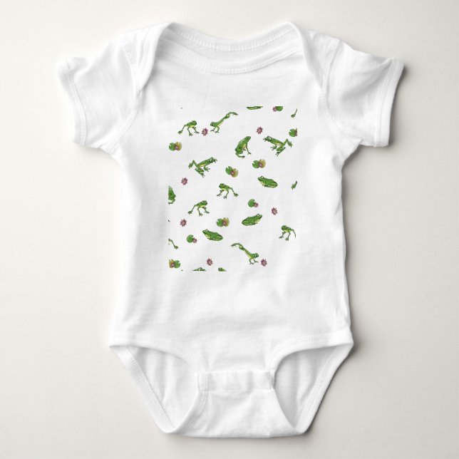 Cute green frog pattern baby bodysuit (Front)