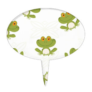 Cute Green Frog Pattern Cake Topper
