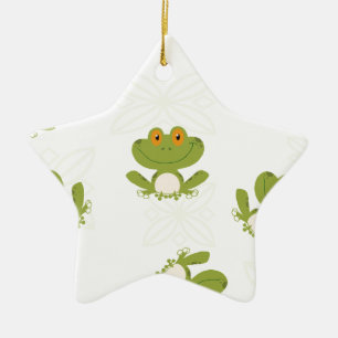 Cute Green Frog Pattern Ceramic Ornament