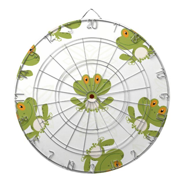 Cute Green Frog Pattern Dart Board (Front)