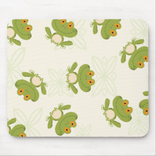 Cute Green Frog Pattern Mouse Pad