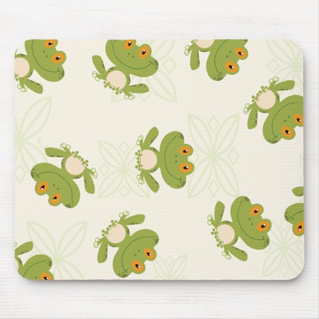 Cute Green Frog Pattern Mouse Pad (Front)