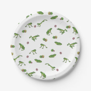 Cute green frog pattern paper plates