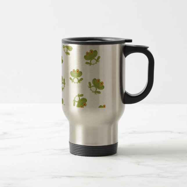 Cute Green Frog Pattern Travel Mug (Right)