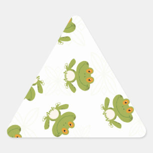 Cute Green Frog Pattern Triangle Sticker