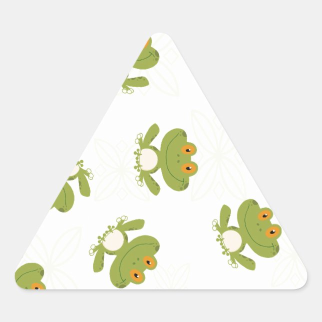 Cute Green Frog Pattern Triangle Sticker (Front)