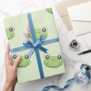 Cute Green Frog Pattern | Wrapping Paper by nyxxie at Zazzle