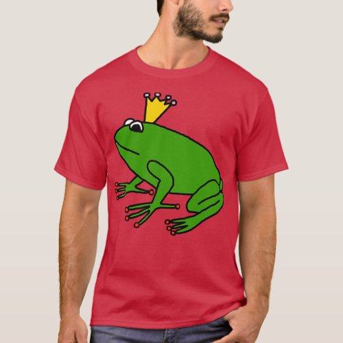 Cute Green Frog Prince with Animals Crown T_Shirt