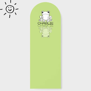 Cute Green Frog Reflection Doodle Custom Name Bookmarks