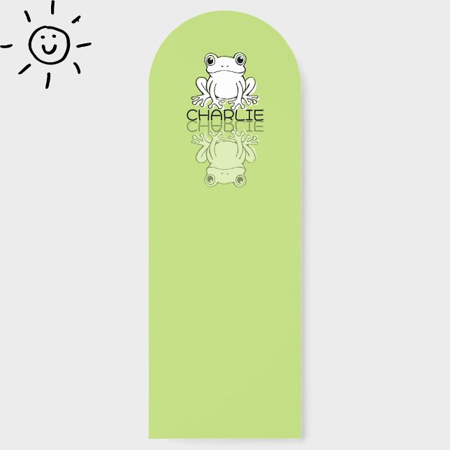 Cute Green Frog Reflection Doodle Custom Name  Bookmarks (Creator Uploaded)