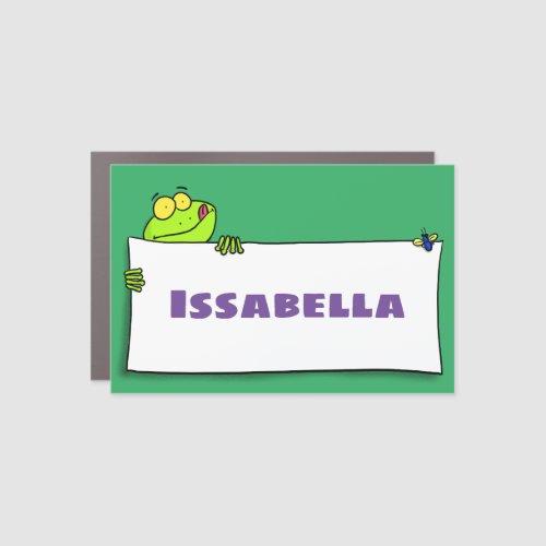 Cute green frog sign cartoon illustration