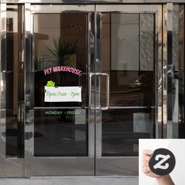 Cute green frog sign cartoon illustration (Office Door)