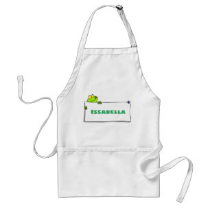 Cute green frog sign cartoon illustration adult apron