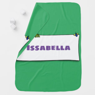 Cute green frog sign cartoon illustration baby blanket