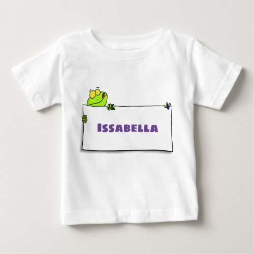 Cute green frog sign cartoon illustration baby T_Shirt
