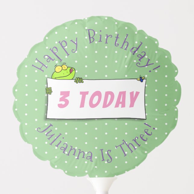 Cute green frog sign cartoon illustration balloon (Front)