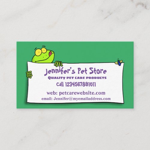 Cute green frog sign cartoon illustration business business card