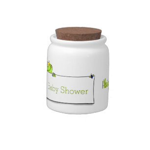 Cute green frog sign cartoon illustration candy jar
