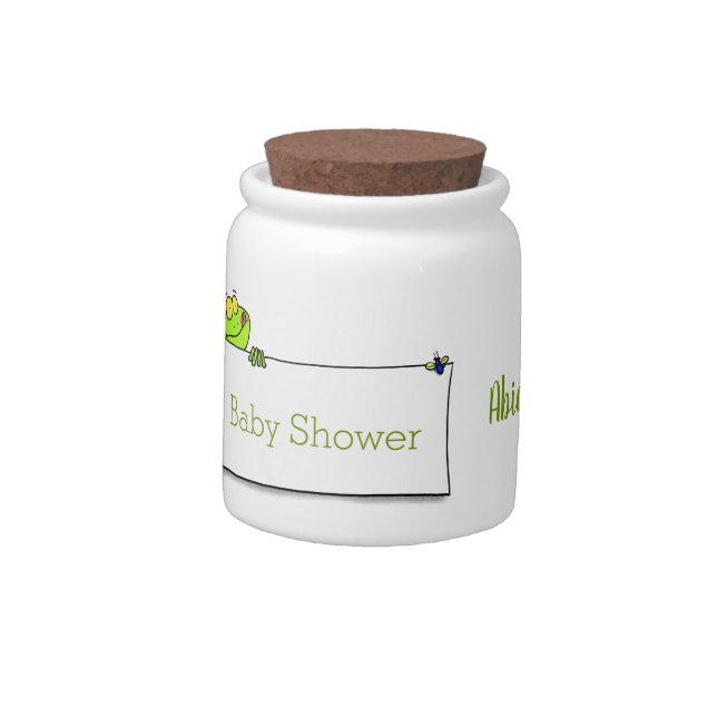 Cute green frog sign cartoon illustration candy jar (Left)