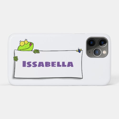 Cute green frog sign cartoon illustration iPhone 11 pro case