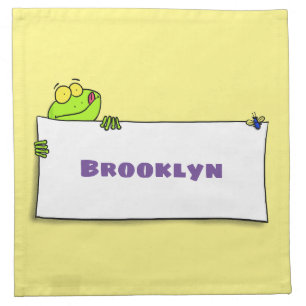 Cute green frog sign cartoon illustration cloth napkin