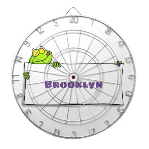 Cute green frog sign cartoon illustration dart board