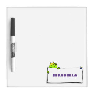 Cute green frog sign cartoon illustration dry erase board