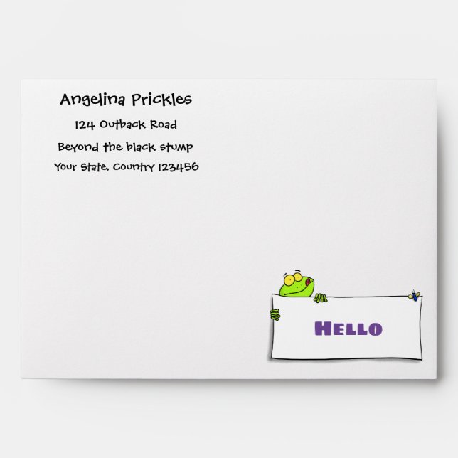 Cute green frog sign cartoon illustration envelope (Front)